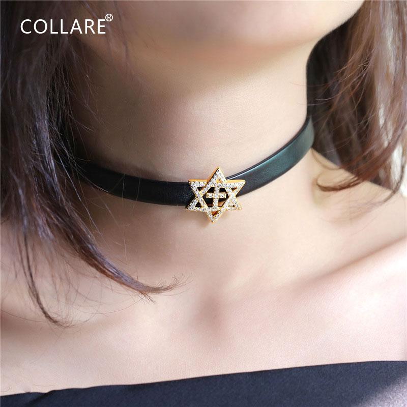Collare David Star Chokers Necklace Women Gold/Silver Color Cross Pendant Leather Crystal Isreal Choker Datiny Jewelry N045
Collare David Star Chokers Necklace Women Gold/Silver Color Cross Pendant Leather Crystal Isreal Choker Datiny Jewelry N045
