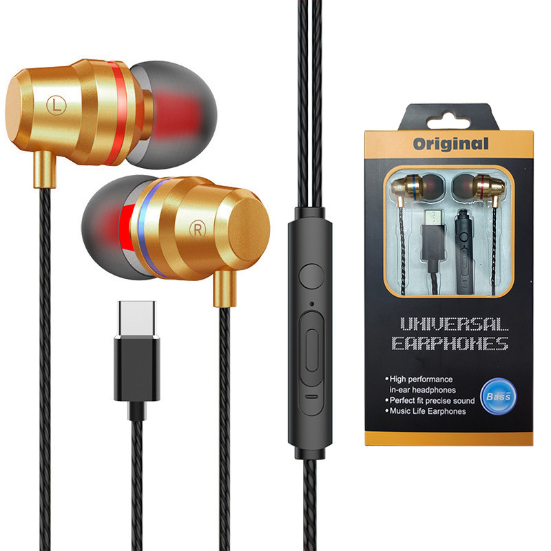 Metal Super Bass Type-C Earphone Wired in-ear Sports Earphones for Huawei P30 pro Xiaomi Oneplus Stereo Headset With Mic High Quality