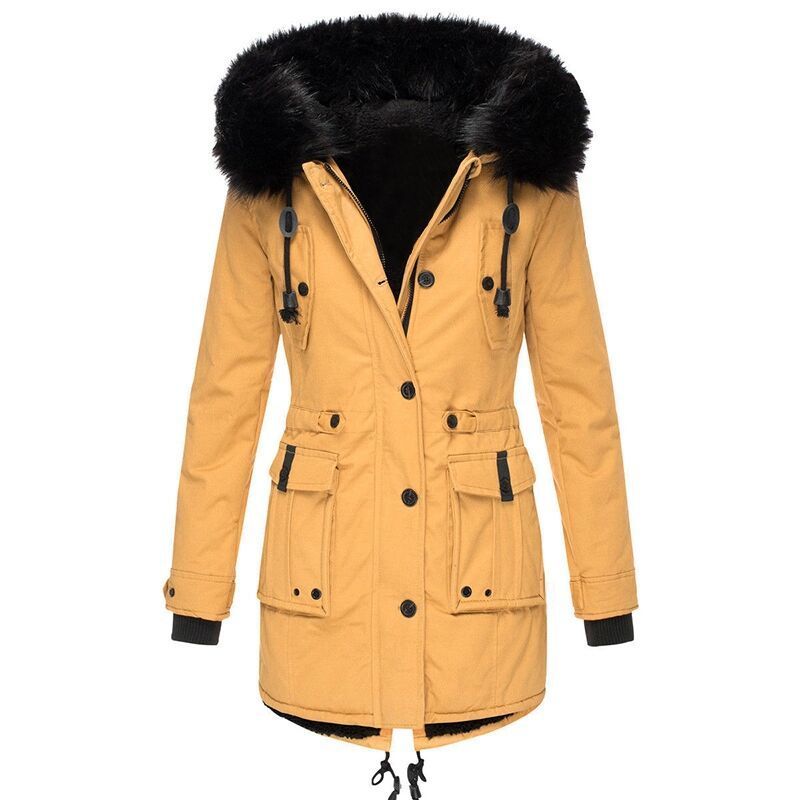 4XL 5XL Plus Size Women Parkas Winter Women Long Sleeve Fur Hooded Thick Warm Jacket Coat Pockets Female Long Outwear 201027