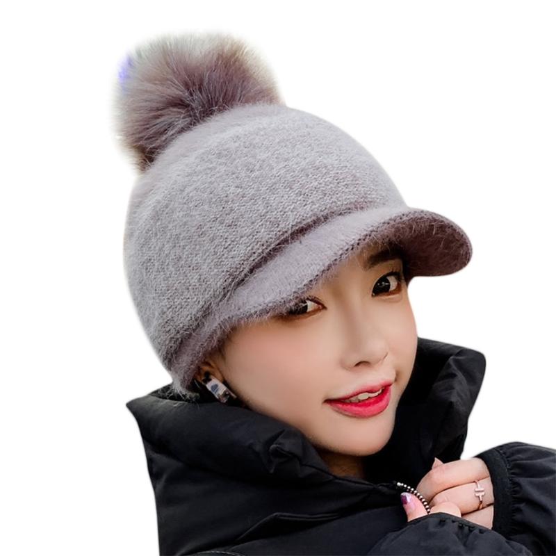 Women Winter Thick Warm Fuzzy Knit Beanie Cap with Visor Pompom Baseball Cap, Bg
Women Winter Thick Warm Fuzzy Knit Beanie Cap with Visor Pompom Baseball Cap, Bg