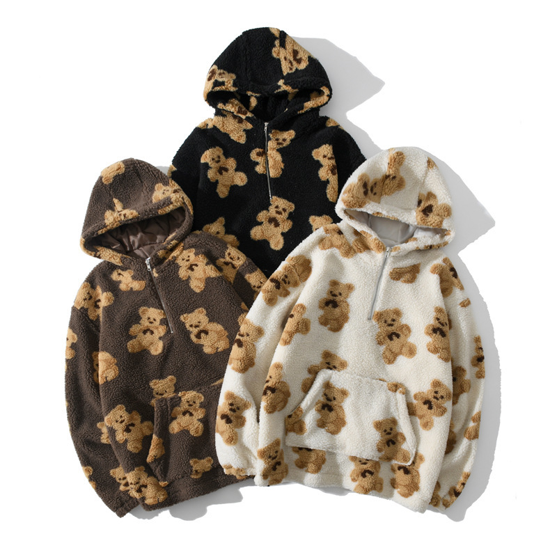 with New Fleece Hoodie Shirts Streetwear Hip Hop Bear Prints Half Zipper Hoodies Harajuku Casual Tops Outwear Coats 2at3, Black
with New Fleece Hoodie Shirts Streetwear Hip Hop Bear Prints Half Zipper Hoodies Harajuku Casual Tops Outwear Coats 2at3, Black