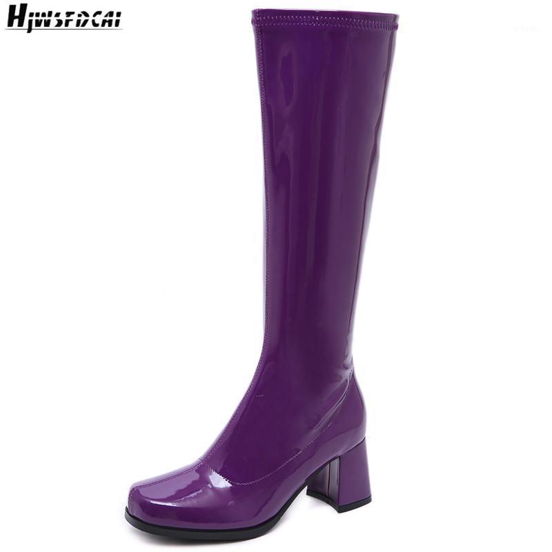Hjwsfdcai Patent Leather Women Chunky Heel Fashion Long Boots Nightclub Side Zipper Ladies High Heel Boots Round Toe Mujer Shoes1, Black
Hjwsfdcai Patent Leather Women Chunky Heel Fashion Long Boots Nightclub Side Zipper Ladies High Heel Boots Round Toe Mujer Shoes1, Black