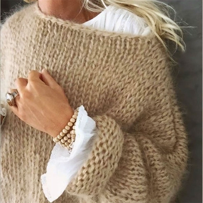 Women's Autumn Knitted Sweater Long Sleeve Top Sweaters Women Winter Pullovers Solid O Neck Clothes for Ladies 201225