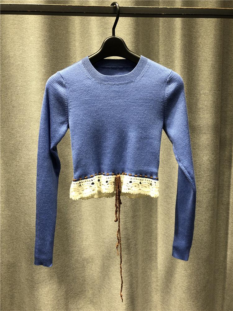 Women Sweater Autumn Winter Style Pure Cotton Wool Long Sleeve Elastic Round Neck Splicing Pullover Hem Lace Decoration, Blue
Women Sweater Autumn Winter Style Pure Cotton Wool Long Sleeve Elastic Round Neck Splicing Pullover Hem Lace Decoration, Blue