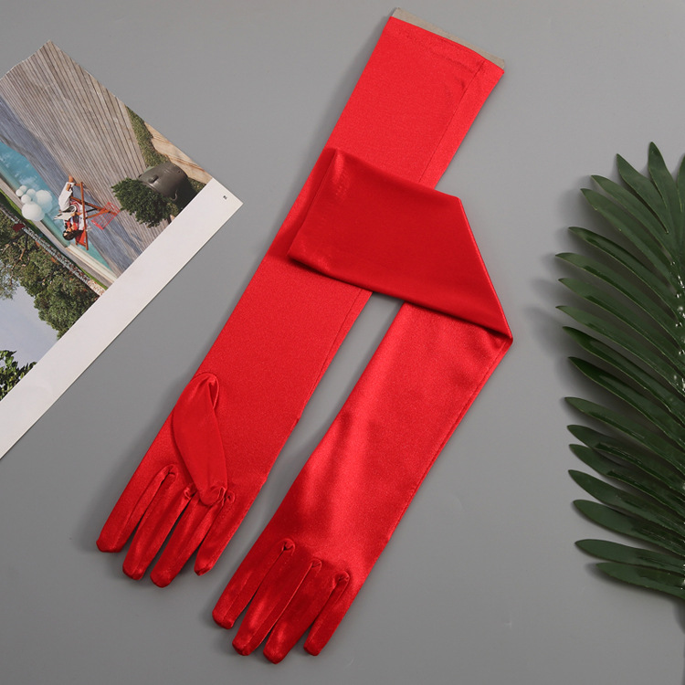 15 Colors Satin Long Gloves Sexy Party Ice Silk Sunscreen Bride Wedding Dress Gloves for Special Occasion