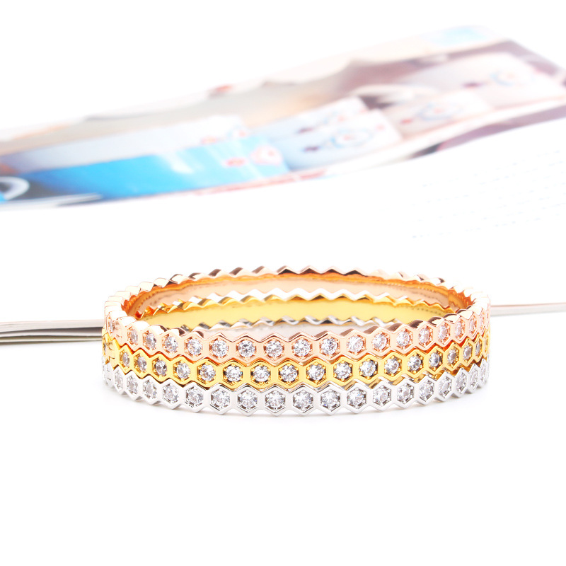 hexagonal design style womens bracelets fashion jewelry friendship bracelets stainless steel bracelets silver rose gold bangle bra