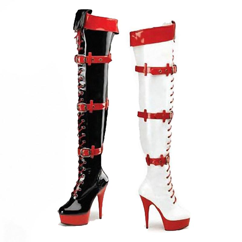 Six Women's Inches in Black High Heels Thigh Long on the Knee Fenty Beauty Buckle Boots Goth Shoes 88mk, Three inches heel
Six Women's Inches in Black High Heels Thigh Long on the Knee Fenty Beauty Buckle Boots Goth Shoes 88mk, Three inches heel