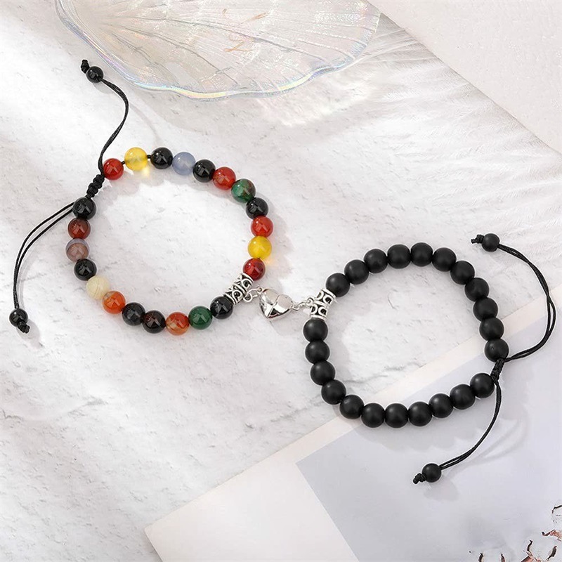 8mm Beaded Strands 2pcs/set Lovers Bracelets Designer Jewelry Magnetic Heart Adjustable White Turquoise Black Frosted For Women Men Valentines Day Bracelet Gift
8mm Beaded Strands 2pcs/set Lovers Bracelets Designer Jewelry Magnetic Heart Adjustable White Turquoise Black Frosted For Women Men Valentines Day Bracelet Gift