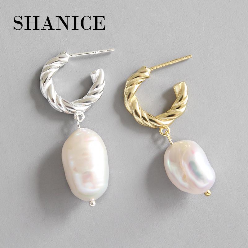 Dangle & Chandelier SHANICE 925 Sterling Silver Baroque Freshwater Pearl Twist Round Circle Drop Earrings For Women Jewelry Simple Design Vi
Dangle & Chandelier SHANICE 925 Sterling Silver Baroque Freshwater Pearl Twist Round Circle Drop Earrings For Women Jewelry Simple Design Vi