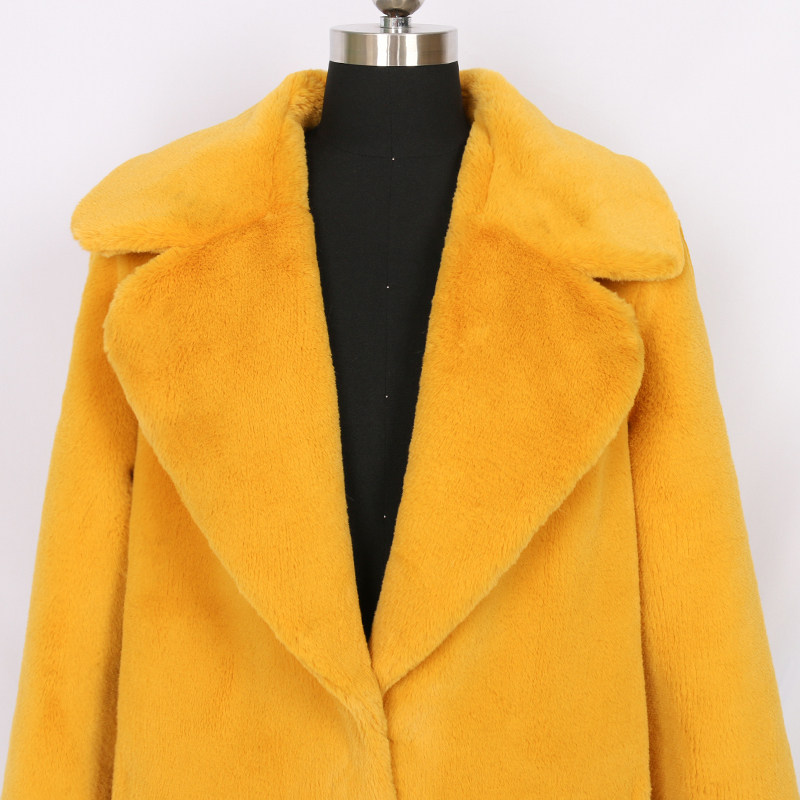 Nerazzurri long womans plus size faux rabbit fur coat yellow black grey colored fluffy teddy coat women's faux fur winter coats 201110