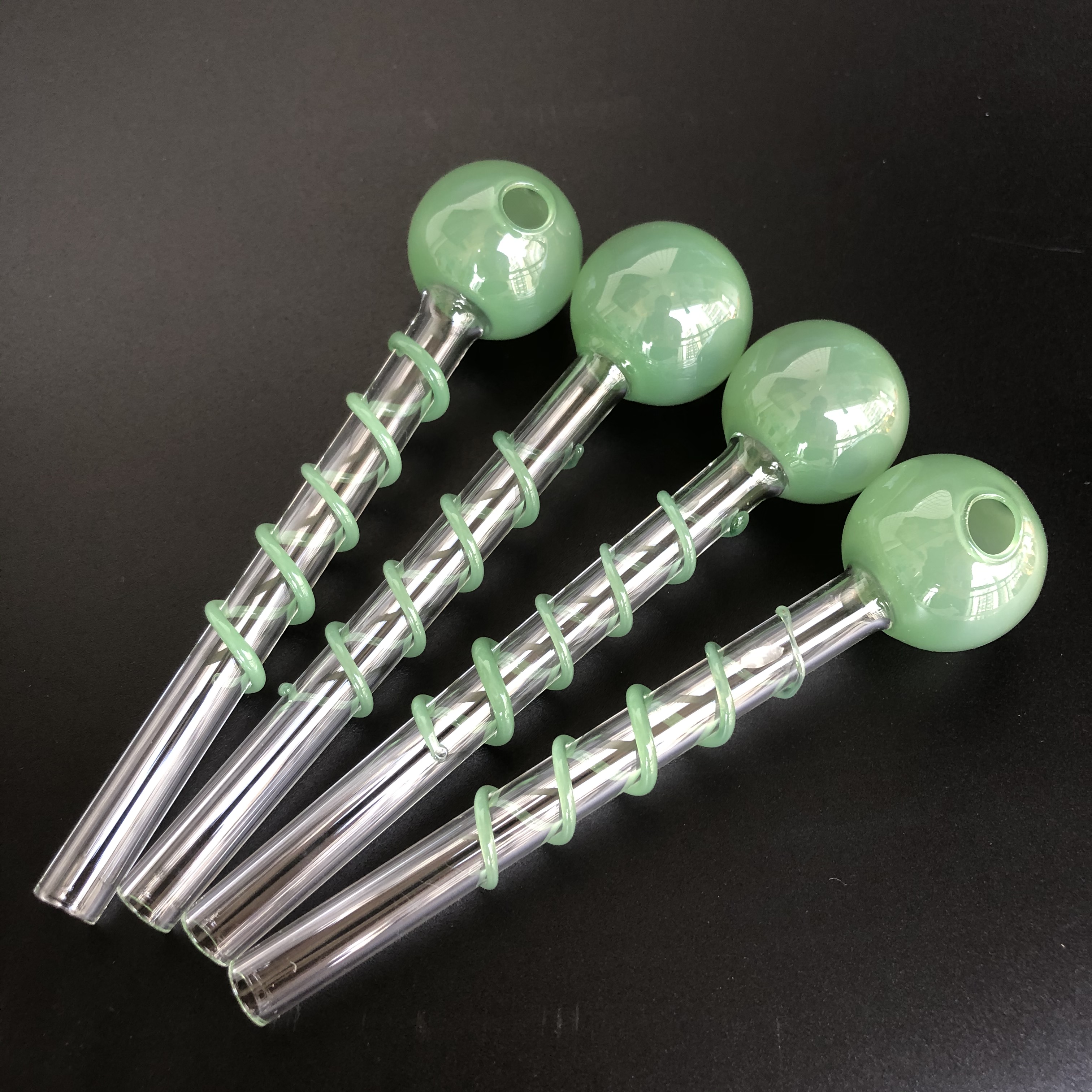 5.5 inch Length Glass Oil Burner Pipe With Spiral Decor Tobacco Pipes Spoon Pipe Pyrex