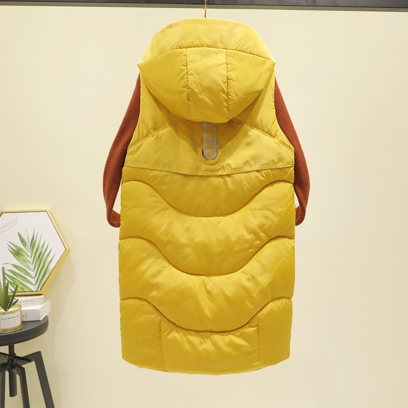 Thick Warm Women's Winter Vest 2020 New Hooded Casual Long Coat Female Fashion Slim Sleeveless Jacket Plus Size Waistcoat Women LJ201203