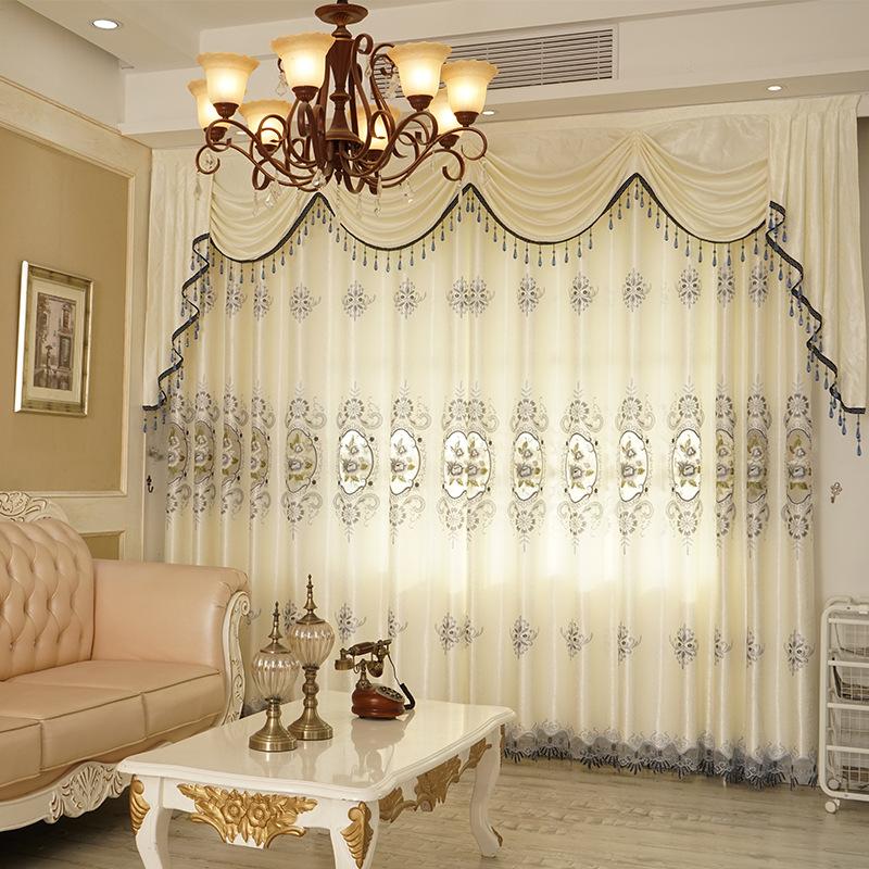 Curtain & Drapes High-grade European Hollow Embroidery Semi-shading Curtains For Living Dining Room Bedroom., Blue
Curtain & Drapes High-grade European Hollow Embroidery Semi-shading Curtains For Living Dining Room Bedroom., Blue