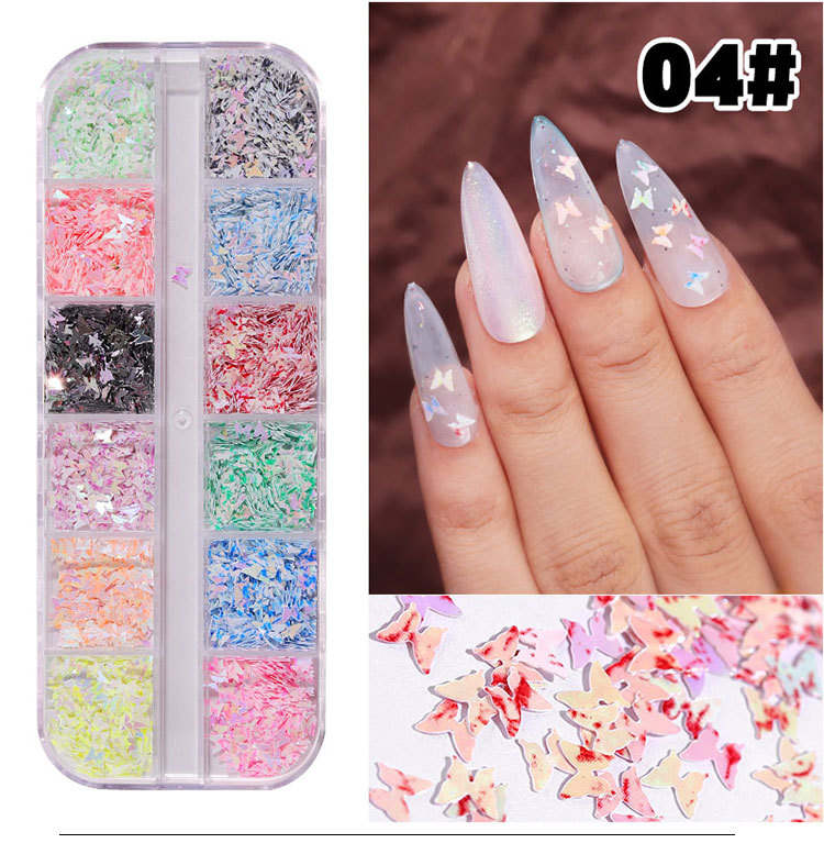 1 Case Nail Art Sequins Holographic Glitter Flakes Nail Art Paillette Nail Butterfly Sticker Autumn Design Maple Leaves Decal NAS007