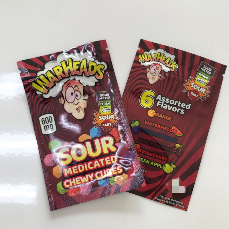 Empty Edible Package 600mg Gummies Plastic Bag Sour Medicated Chewy Cubes Warheads Sealing Mylar Bag Retail Ziplock Package bag
Empty Edible Package 600mg Gummies Plastic Bag Sour Medicated Chewy Cubes Warheads Sealing Mylar Bag Retail Ziplock Package bag