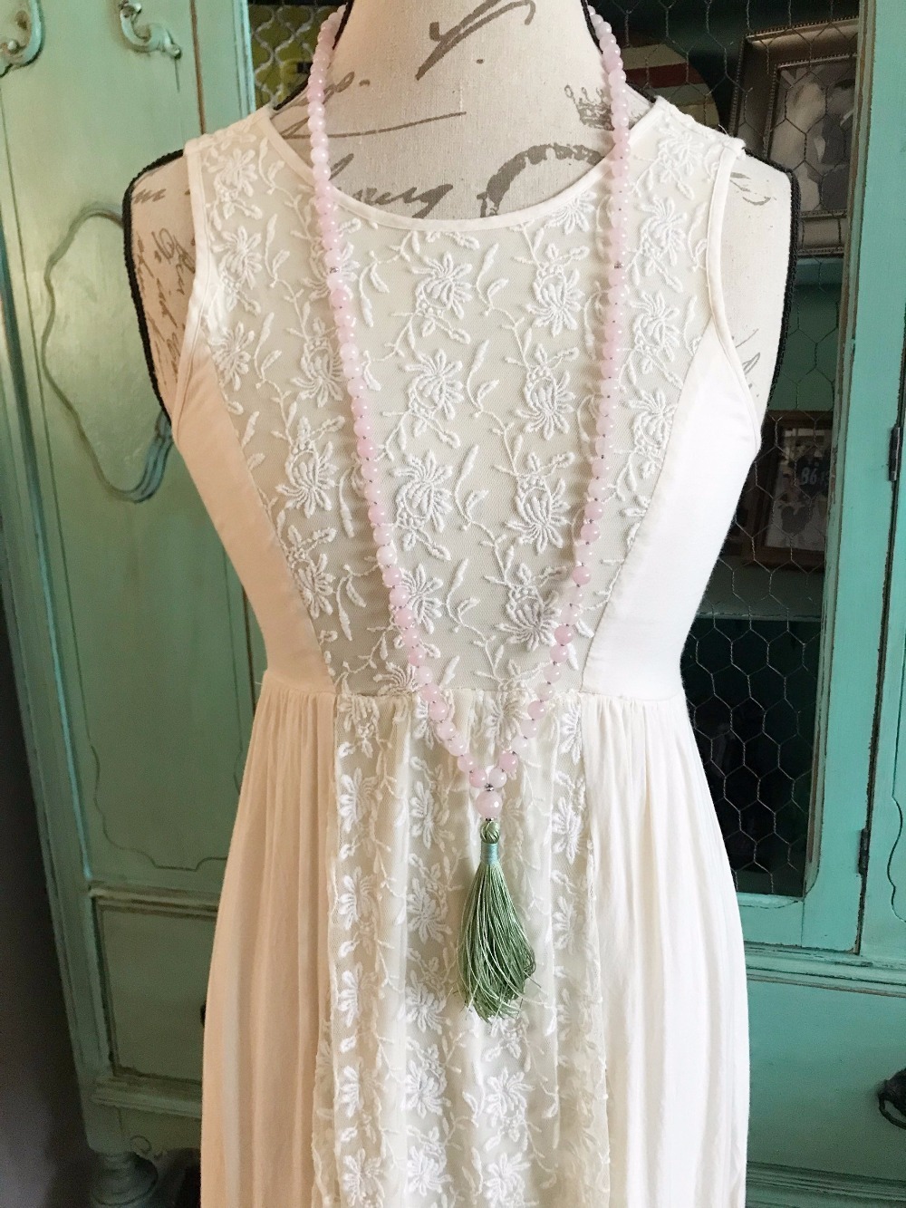 108 Mala Bead Necklace RoseQuartz Knotted Necklace Yoga Mala meditation Beads Mens Jewelry Prayer Necklaces Tassel Necklaces 201014