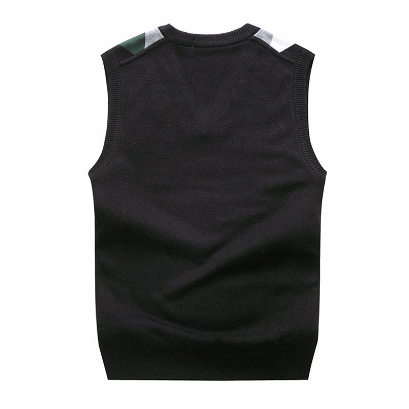 Mens Golf Vest Autumn Spring Warm Thick Sleeveless VNeck Argyle Slim Fit Fashion Sweaters Knitted Cotton Casual Wool Coat 201125