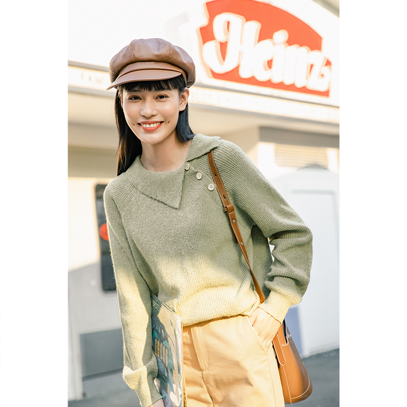 INMAN Autumn Winter Arrival Fashion Casual Soft Loose Lazy Style Diagonal Collar Wool Pullover Knitted Sweater 201223