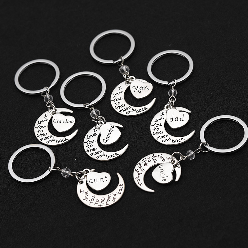 Fashion Key Holder Engraved Letter I Love You Pendant Keychains Moon Keyrings Charm Jewelry Mother's Day Grandparents Gifts Free DHL LQQ297
Fashion Key Holder Engraved Letter I Love You Pendant Keychains Moon Keyrings Charm Jewelry Mother's Day Grandparents Gifts Free DHL LQQ297