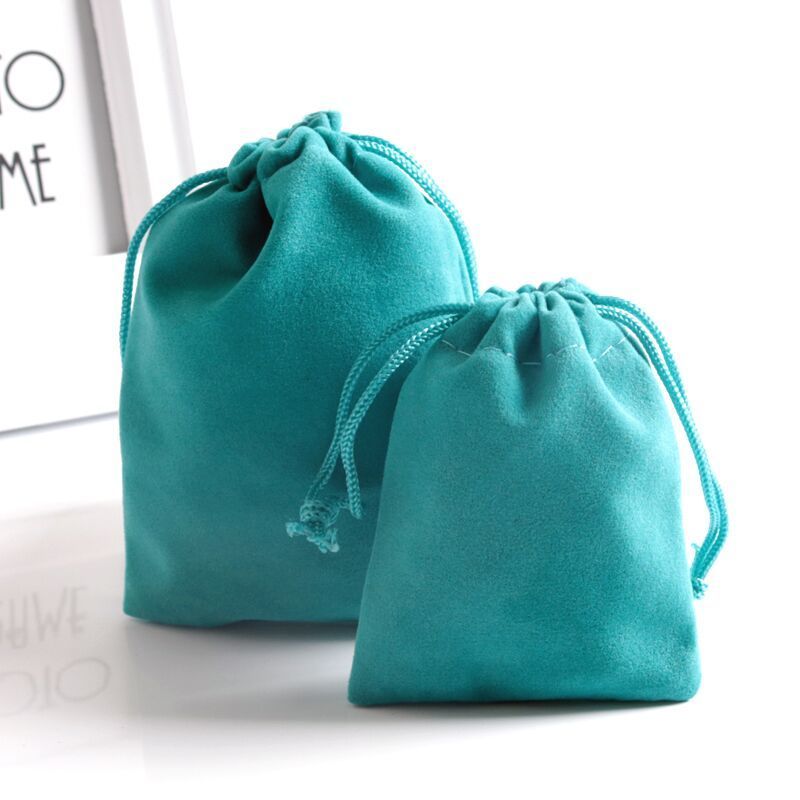 50pcs/lot Lake Blue Velvet Bag 5x7cm Mini Charms Jewelry Packaging Bags Wedding Decoration Velvet Drawstring Pouch Gift Bag T200602