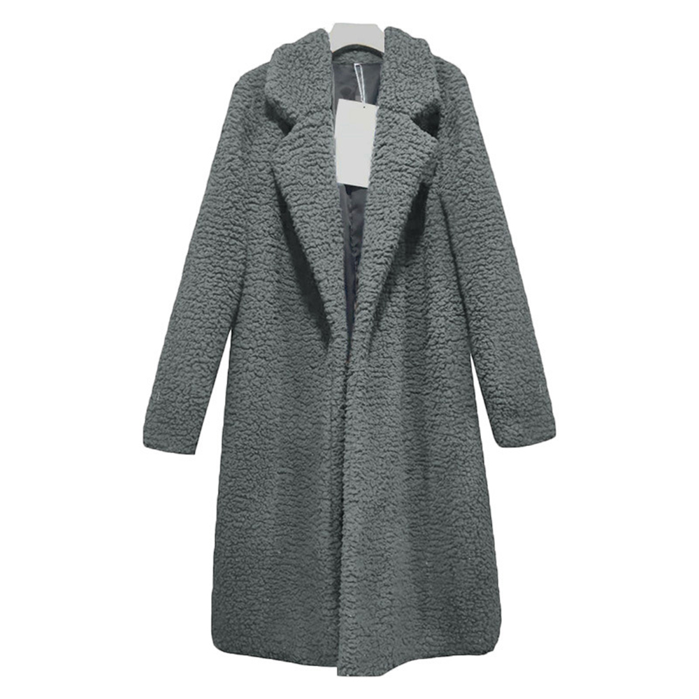 Diiwii Long Fleece Jackets Winter Warm Teddy Coat Cardigan Office Lady Sexy Women Wool Blends Full Tops Overcoats Plus Size 201102
