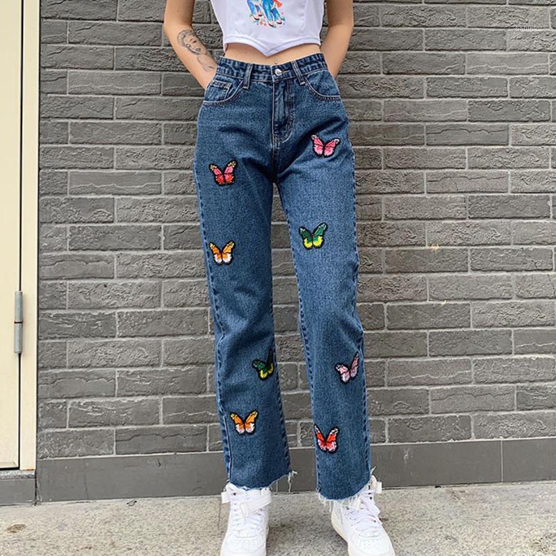 Women' Jeans Girlish Style Butterfly Embroidery High Waist Women Straight Denim Pants Casual Streetwear Cowboy Long Trousers MY18801, Blue
Women' Jeans Girlish Style Butterfly Embroidery High Waist Women Straight Denim Pants Casual Streetwear Cowboy Long Trousers MY18801, Blue