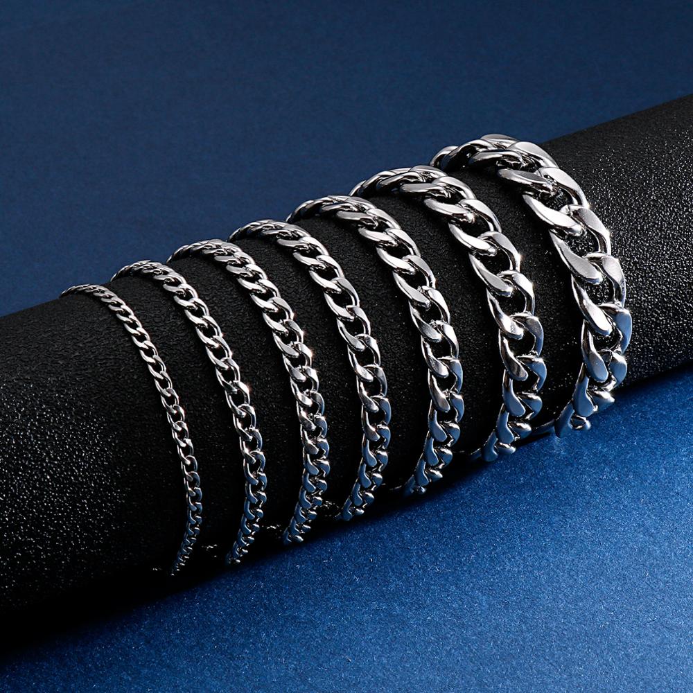 34568911mm Stainless Steel Classic Cuban Curb Chain Bracelet Men Male Cool High Quality Never Fade