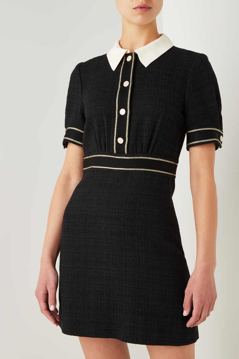 2020 Spring Autumn Short Sleeve Lapel Neck Black Contrast Color Panelled Buttons Short Dress Tweed Single-Breasted Dresses S271827158
2020 Spring Autumn Short Sleeve Lapel Neck Black Contrast Color Panelled Buttons Short Dress Tweed Single-Breasted Dresses S271827158
