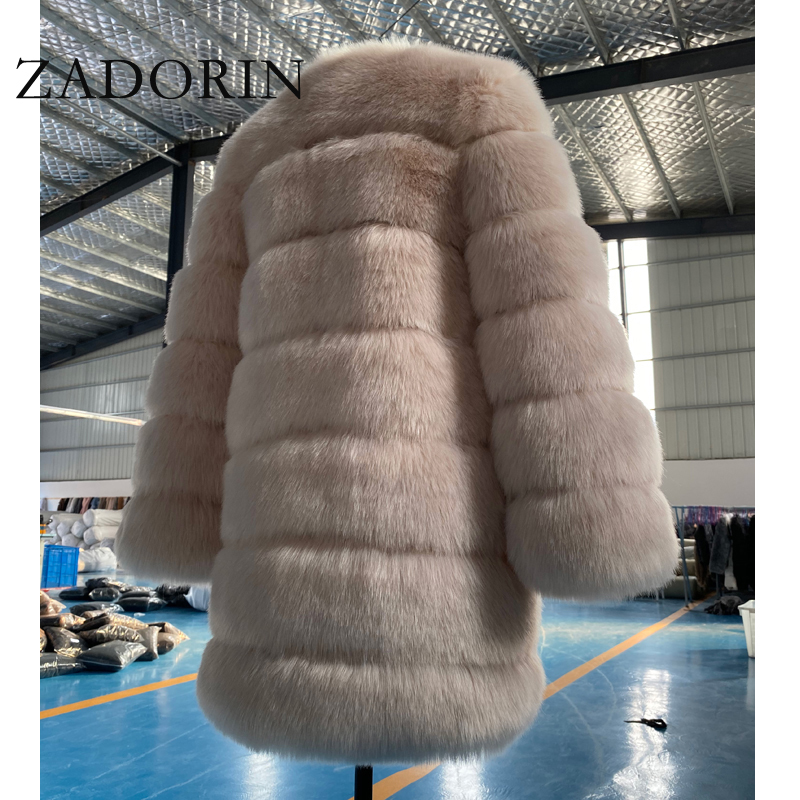 ZADORIN Winter Long Furry Faux Fur Coat Jackets Women Thick Warm Fluffy Faux Fur Jacket Causal Party Overcoat Plus Size 201214