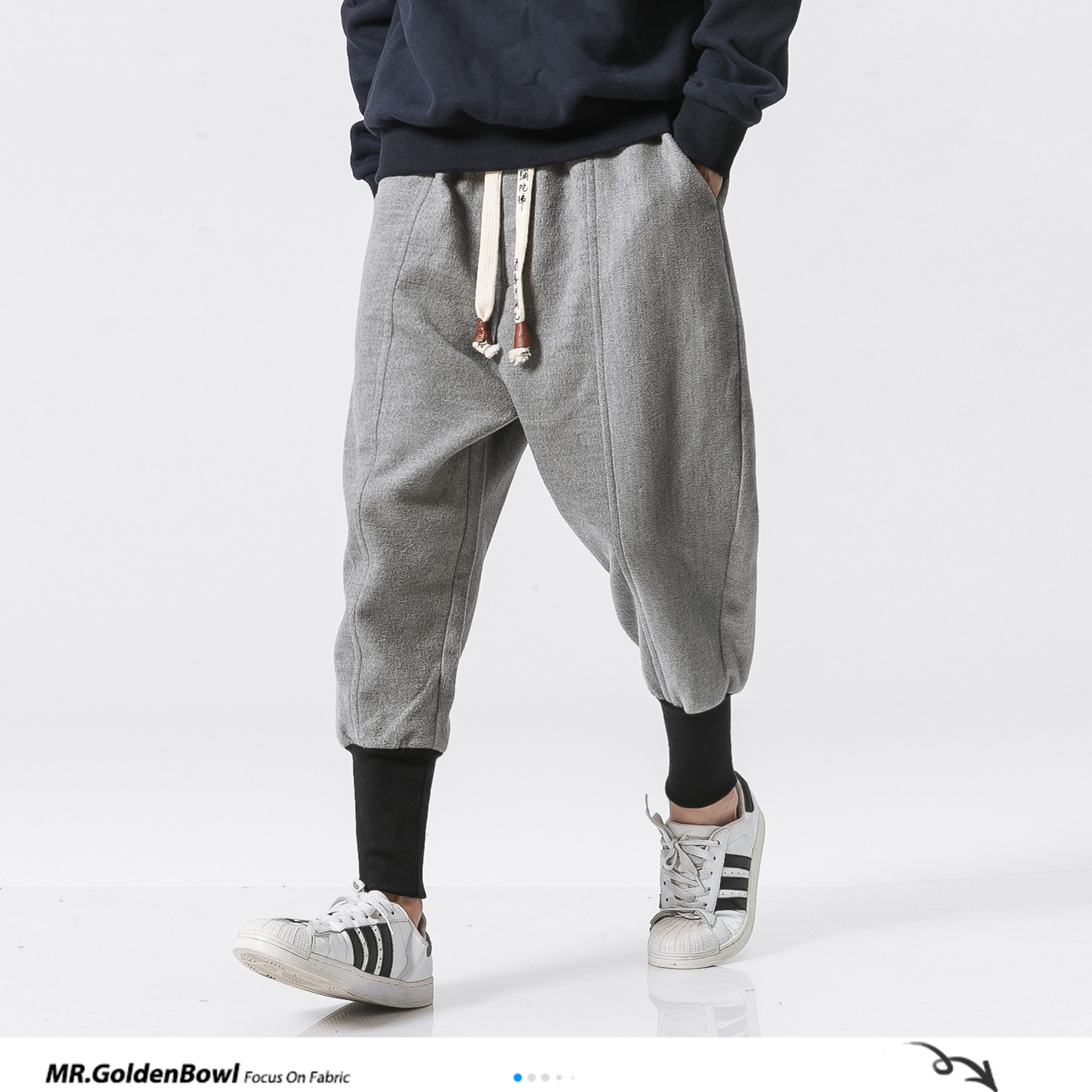 MrGoldenBowl Store Winter Pants Men Mens Harajuku Ankle Banded Joggers Pants Male Streetwear Thick Chinese Style Sweatpants 201027