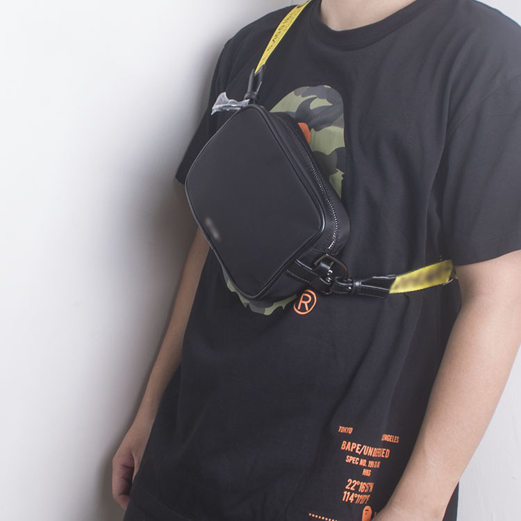 New MINI Men Yellow canvas belt Shoulder Bag pu chest bag waist bags multi purpose satchel Shoulder Bag Messenger