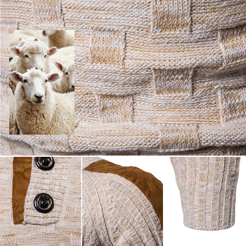 Men's Warm Pullover Sweaters with Buttons Oversized Knitted Wool Pullovers Jumpers Men Turtleneck New Men Clothing 201022