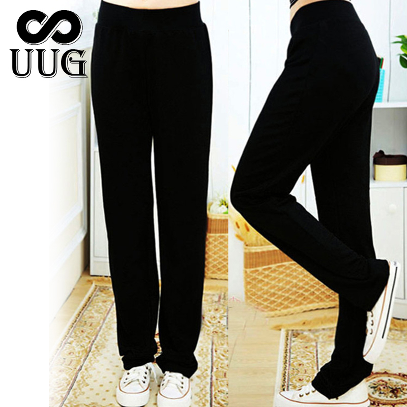 UUG Large Size Women's Straight Pants Autumn Elastic High Waist Trousers Plus Size 4xl 3XL XXL Ladies Pants Black Spring Pants 201106