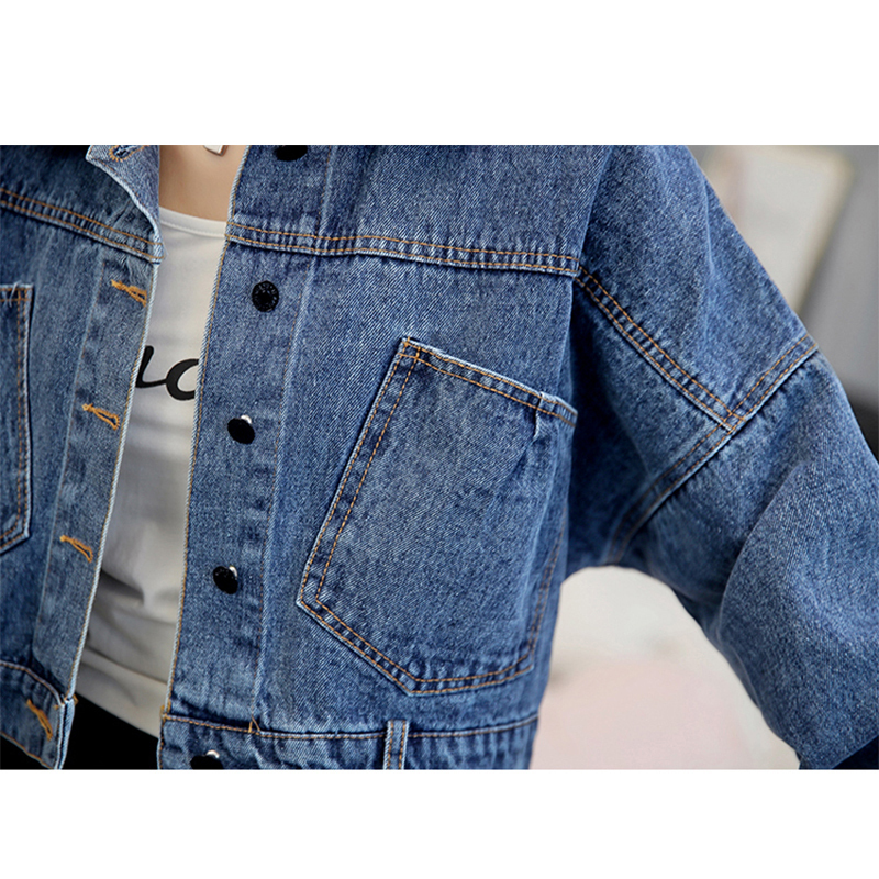 Denim Jacket Woman Loose Jeans Jacket Women Denim Jacket Oversize Crop Casual Summer Ladies Solid Female Women Jackets and Coats 201112