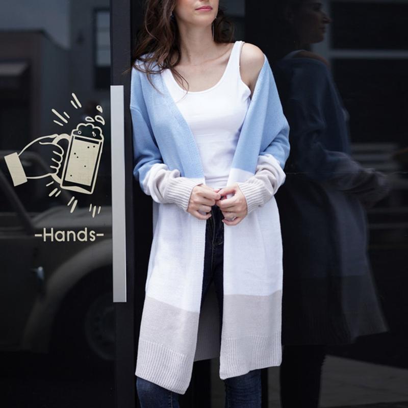 Casual Knit Sweater Coat New Autumn Women Cashmere Sweater Striped Color Block Cardigan Draped Loose Long Cardigan, Blue
Casual Knit Sweater Coat New Autumn Women Cashmere Sweater Striped Color Block Cardigan Draped Loose Long Cardigan, Blue