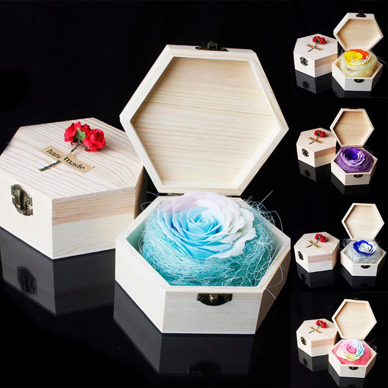 Soap Rose Box Valentine's Day Creative Gift Box Eternal Flower Rose Soap Flower Hexagon Wooden Box long-lasting shaped, Blue
Soap Rose Box Valentine's Day Creative Gift Box Eternal Flower Rose Soap Flower Hexagon Wooden Box long-lasting shaped, Blue