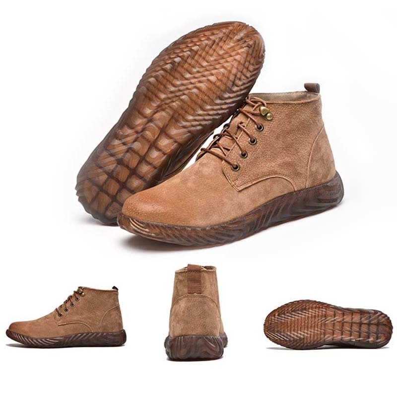 Genuine Leather Shoes Safety Work Boots Men Crazy Horse Steel Toe Boot Mens Fashion Desert Popular High Top Male