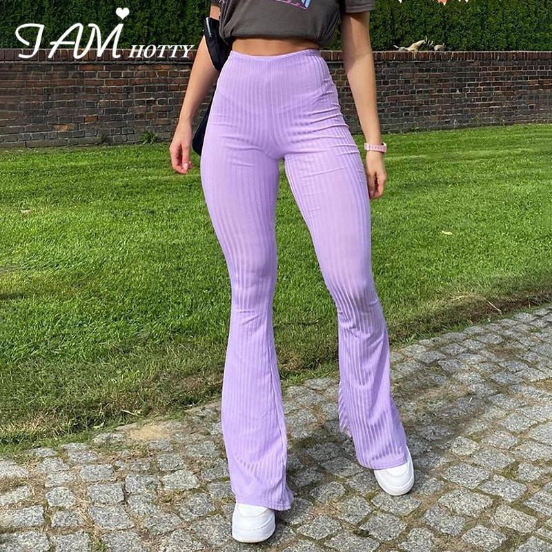 Ribbed Knitted Casual Flare Joggers Pants Women Solid Vintage Fitness Strechy Purple Sweatpants Trousers Streetwear 90s Iamhotty
Ribbed Knitted Casual Flare Joggers Pants Women Solid Vintage Fitness Strechy Purple Sweatpants Trousers Streetwear 90s Iamhotty