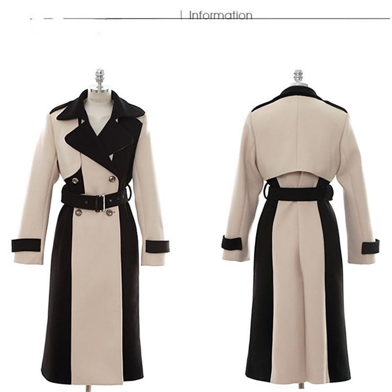 Women Autumn Winter Loose Patchwork Woolen Jacket Elegant Warm Wool Blend Coat Button Female With Belt Long Coat1, As picture
Women Autumn Winter Loose Patchwork Woolen Jacket Elegant Warm Wool Blend Coat Button Female With Belt Long Coat1, As picture