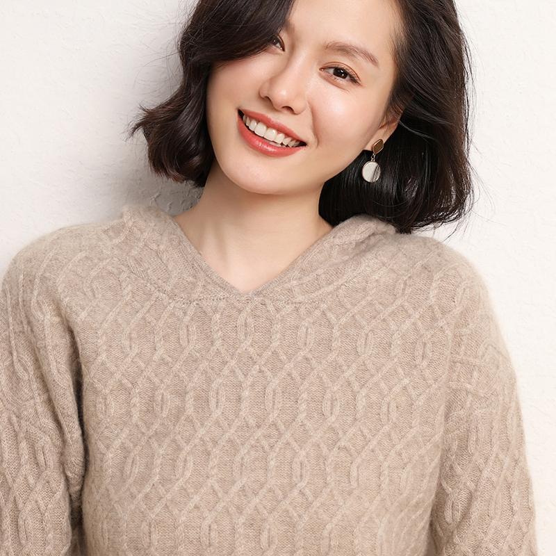 Autumn Winter New Loose Knit Pullover Hooded Women 100% Cashmere Sweater Solid Color Hooded Coat Girl Clothes Lady Top, Huangyanglv
Autumn Winter New Loose Knit Pullover Hooded Women 100% Cashmere Sweater Solid Color Hooded Coat Girl Clothes Lady Top, Huangyanglv
