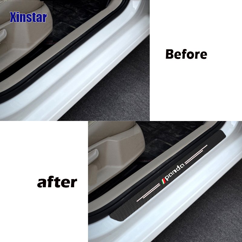 4pcs Carbon Fiber Car Door Sills Guards Sticker For Fiat Panda 500 500x 500l TIPO PUNTO