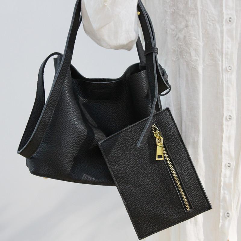 Women Bucket Bags With Purse Soft Genuine Leather Tote Female Shoulder Crossbody Bag Fashion Designer Handbags High Quality 2021, Black
Women Bucket Bags With Purse Soft Genuine Leather Tote Female Shoulder Crossbody Bag Fashion Designer Handbags High Quality 2021, Black