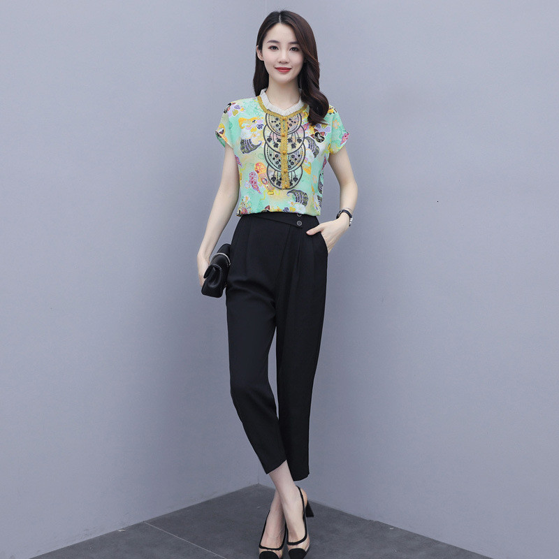 2021 Summer Chiffon Set for Women New Temperament Elegant Ol Suit Fashion Printed Short Sleeve Blouse and Pants 2pcs Y367 Mra2, Yellow
2021 Summer Chiffon Set for Women New Temperament Elegant Ol Suit Fashion Printed Short Sleeve Blouse and Pants 2pcs Y367 Mra2, Yellow