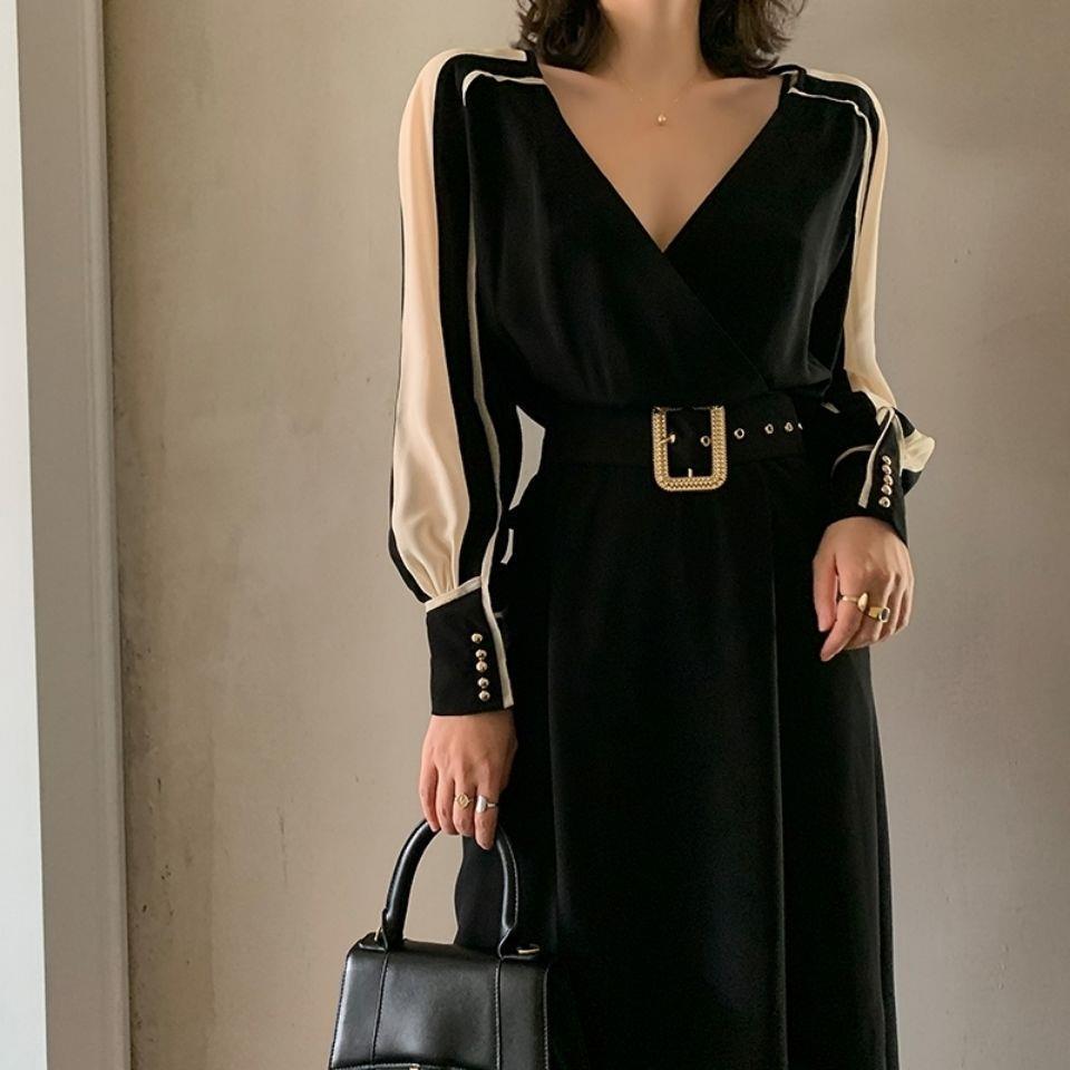 autumn women casual dresses party dress ladies long sleeve v neck elegant french style fashion vintage patchwork w275, Black;gray
autumn women casual dresses party dress ladies long sleeve v neck elegant french style fashion vintage patchwork w275, Black;gray