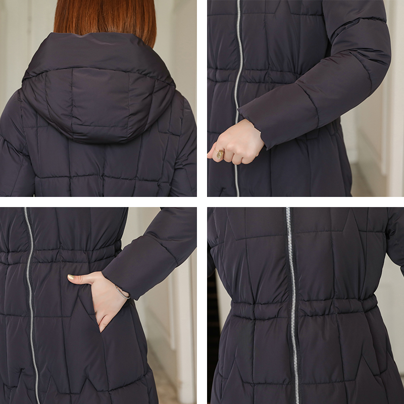 winter X-long parka for women solid jackets slim thick hooded cotton padded coats oversized office ladies manteau femme 201110wtt