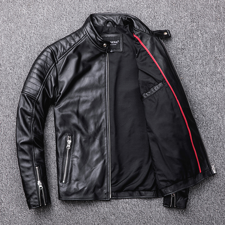 style soft mens motor biker leather Jacketman black genuine Leather coatfashion homme slim sheepskin clothes 201128