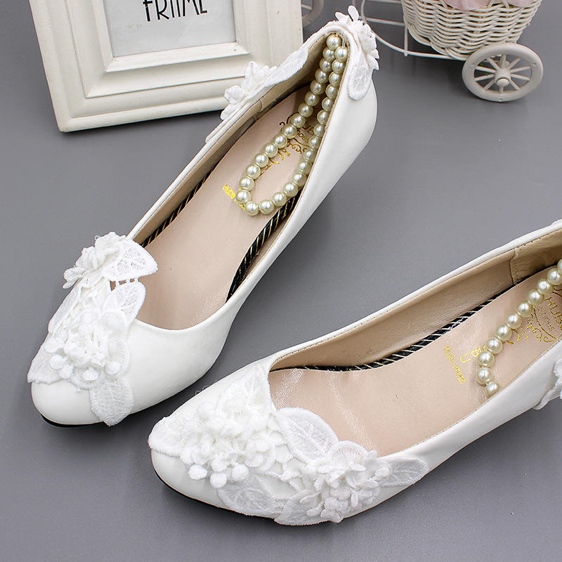 2021 Bridal Wedding Shoes for Bridesmaid Platform Kitten Heel High Heel 3D-Floral Lady Shoes Prom Evening Party Hoco Bride Size 34-42 4-10.5