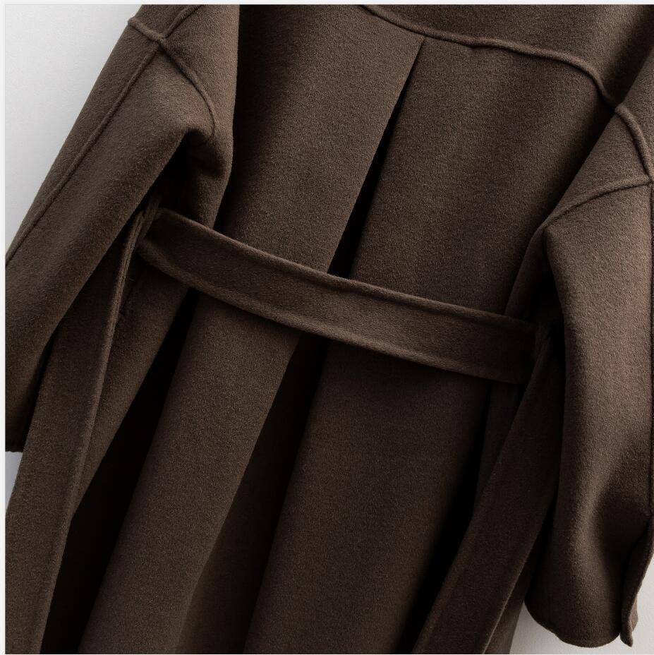 Autumn Winter wool coat Single breasted Maxi coat 201215