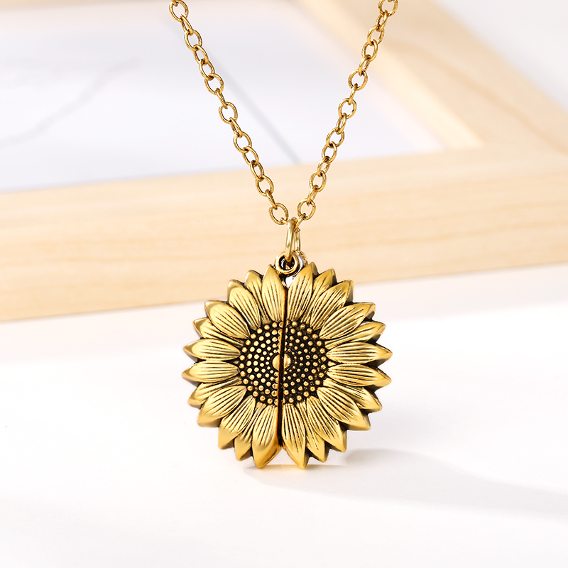 You Are My Sunshine Sunflower Necklaces For Women Rose Gold Silver Long Chain Sun Flower Female Pendant Necklace Jewelry