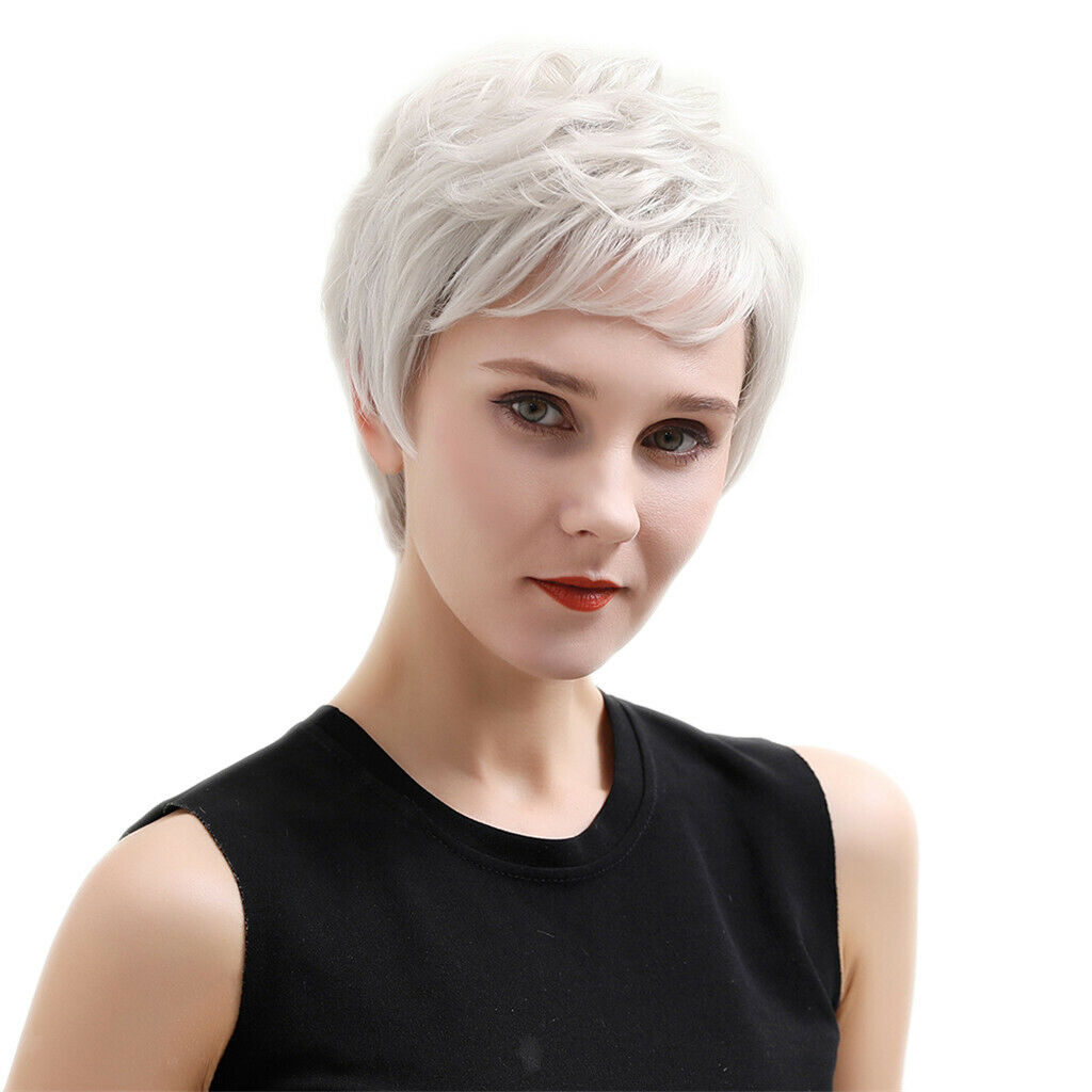 Womens Pixie Cut Layered Wigs Heat Resistant Party Full Head Synthetic Wigs